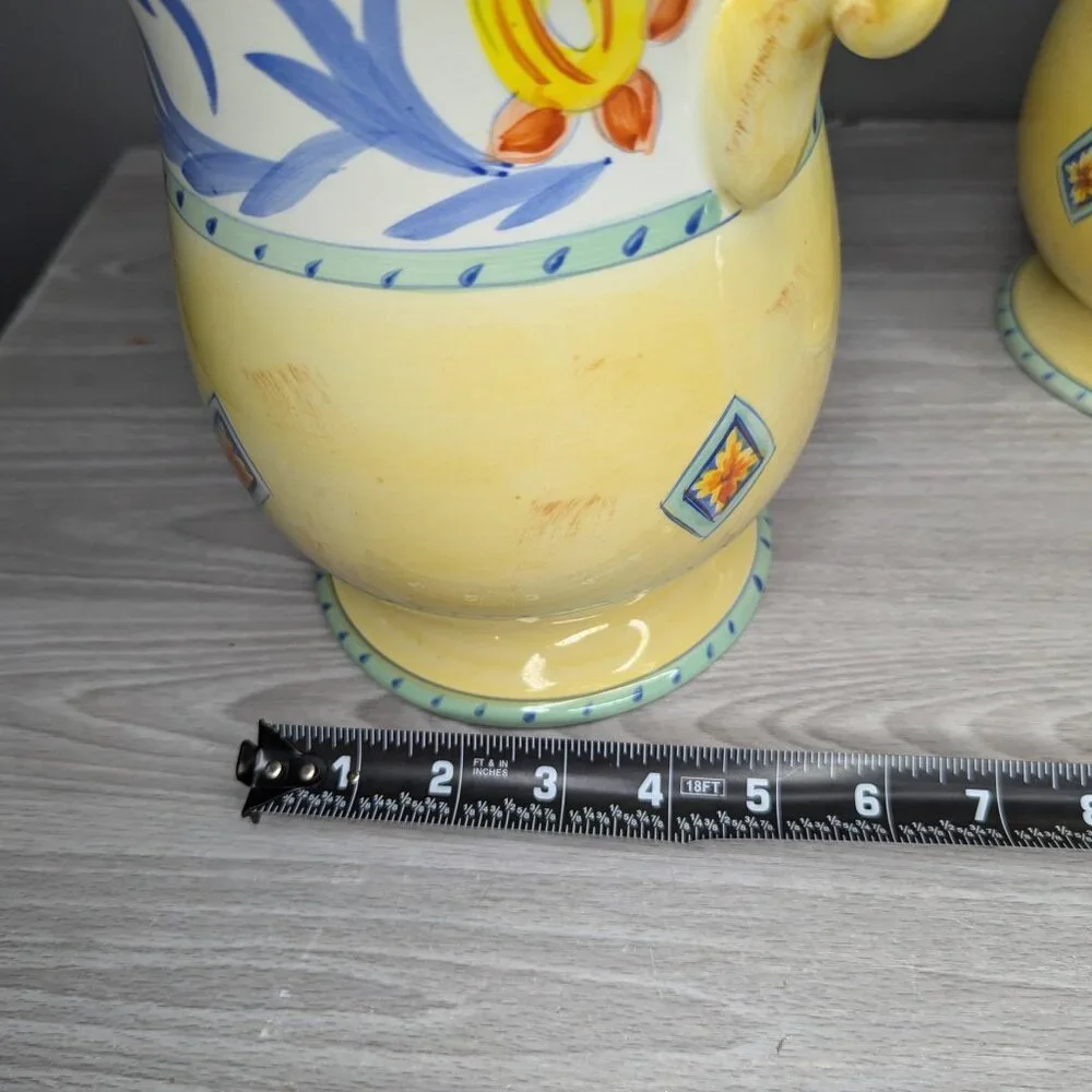 Set of 3 Karidesign Desert Ridge Imports Canisters-Yellow w/Floral Design